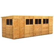 Power 18x6 Pent Garden Shed Overlap - Double Door